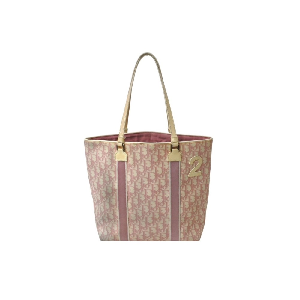 Dior White Canvas Pink Handbag Trotter Christian - Picture 2 of 8
